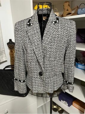 Bebe black & white tweed jacket